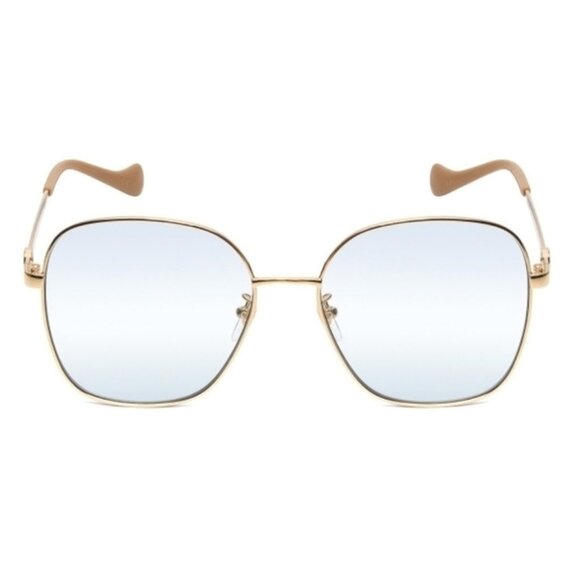 GUCCI GG1089SA-004 Womens Oversized Designer Sunglasses in Gold & Tan/Blue 61 mm - Picture 2 of 4